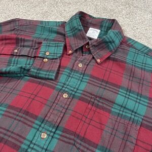 Brooks Brothers‎ 1818 Shirt XL Red Green Plaid Regent Fit Button Down Flannel